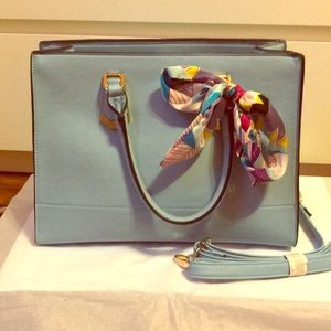 Aldo Periwinkle blue satchel with scarf and strap